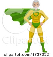Poster, Art Print Of Super Hero Mature Man Cartoon