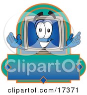 Poster, Art Print Of Desktop Computer Mascot Cartoon Character On A Blank Label