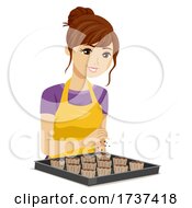 Poster, Art Print Of Teen Girl Make Cupcakes Dessert Illustration