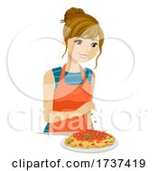 Poster, Art Print Of Teen Girl Make Pasta Spaghetti Illustration