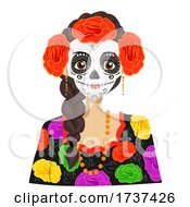 Teen Girl Sugar Skull Costume Illustration