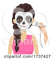 Poster, Art Print Of Teen Sugar Skull Makeup Air Brush Illustration