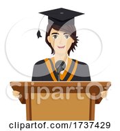 Poster, Art Print Of Teen Guy Graduation Speech Illustration