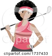 Poster, Art Print Of Teen Girl Black Golf Illustration