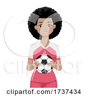 Poster, Art Print Of Teen Girl Black Hold Soccer Ball Illustration