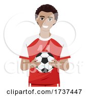 Poster, Art Print Of Teen Guy Black Hold Ball Soccer Illustration