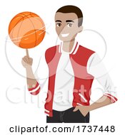 Poster, Art Print Of Teen Guy Black Varsity Basketball Illustration