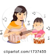 Teen Play Music Kid Down Syndrome Illustration