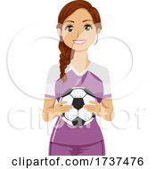 Poster, Art Print Of Teen Girl Hold Soccer Ball Illustration