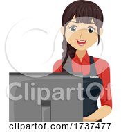 Teen Girl Job Cashier Illustration