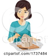 Poster, Art Print Of Teen Girl Making Clay House Illustration