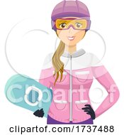 Poster, Art Print Of Teen Girl Snowboard Helmet Goggles Illustration
