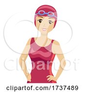 Poster, Art Print Of Teen Girl Swimmer Goggles Swim Caps Illustration