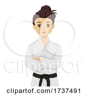 Teen Girl Taekwondo Uniform Illustration