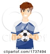 Poster, Art Print Of Teen Guy Hold Soccer Ball Illustration