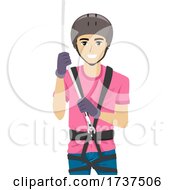 Teen Boy Harness Rope Helmet Illustration
