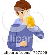Poster, Art Print Of Teen Boy Drink Ginger Beer Illustration
