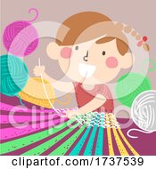 Kid Girl Weaving Yarn Illustration
