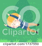 Poster, Art Print Of Kid Boy Rolling Grass Illustration
