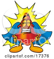 Clipart Picture Of A Traffic Cone Mascot Cartoon Character Dressed As A Super Hero by Toons4Biz