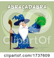 Poster, Art Print Of Wizard Casting A Spell With Text On Green