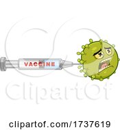 Scared Green Germ And Vaccine Syringe by Hit Toon