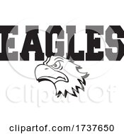 Bald Eagle Mascot And Text In Black And White by Johnny Sajem