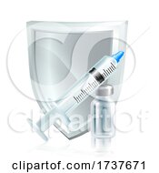Poster, Art Print Of Injection Syringe Vaccine Shield Medical Concept