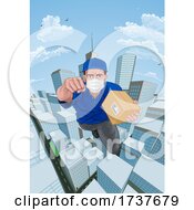 Poster, Art Print Of Delivery Courier Superhero Flying Super Hero