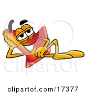 Clipart Picture Of A Traffic Cone Mascot Cartoon Character Reclining And Resting His Head On His Hand by Toons4Biz