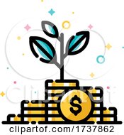 Poster, Art Print Of Income Increase And Make More Money Concept With Plant Growing Out Of Gold Coins