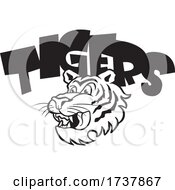 Poster, Art Print Of Tiger Sports Team School Mascot And Text Black And White