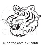 Poster, Art Print Of Tiger Sports Team School Mascot Black And White