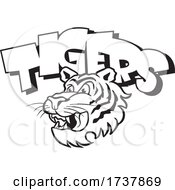 Poster, Art Print Of Tiger Sports Team School Mascot Head And Text Black And White