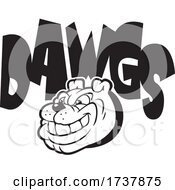 Poster, Art Print Of Bulldog Sports Team School Mascot And Dawgs Text Black And White