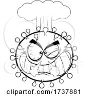 Poster, Art Print Of Black And White Exploding Angry Virus Character