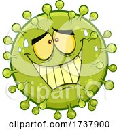 Poster, Art Print Of Grinning Confused Green Virus Character