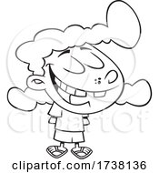 Poster, Art Print Of Cartoon Black And White Toothless Girl Grinning