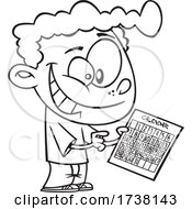 Poster, Art Print Of Cartoon Black And White Boy Holding A Calendar For Red Letter Day