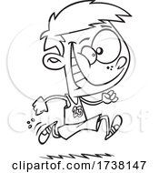 Cartoon Black And White Track And Field Boy Running