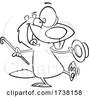 Cartoon Black And White Dancing Groundhog by toonaday