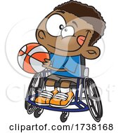Cartoon Boy Playing Basketball In A Wheelchair