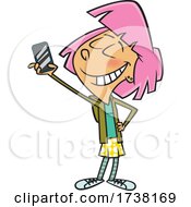 Cartoon Girl Taking A Selfie