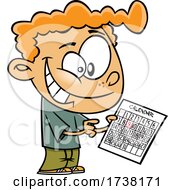 Cartoon Boy Holding A Calendar For Red Letter Day