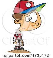 Cartoon Boy Standing On A Baseball Mound by toonaday