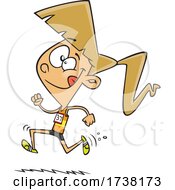 Cartoon Track And Field Girl Running by toonaday