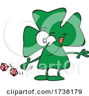 Cartoon Lucky Clover Character Rolling Dice by toonaday