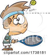Poster, Art Print Of Cartoon Boy Being Bonked On The Head By A Tennis Ball