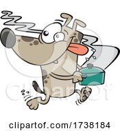 Cartoon Dog Running Away With A Pot Of Food by toonaday