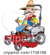 Poster, Art Print Of Cartoon Mexican Operating A Mower